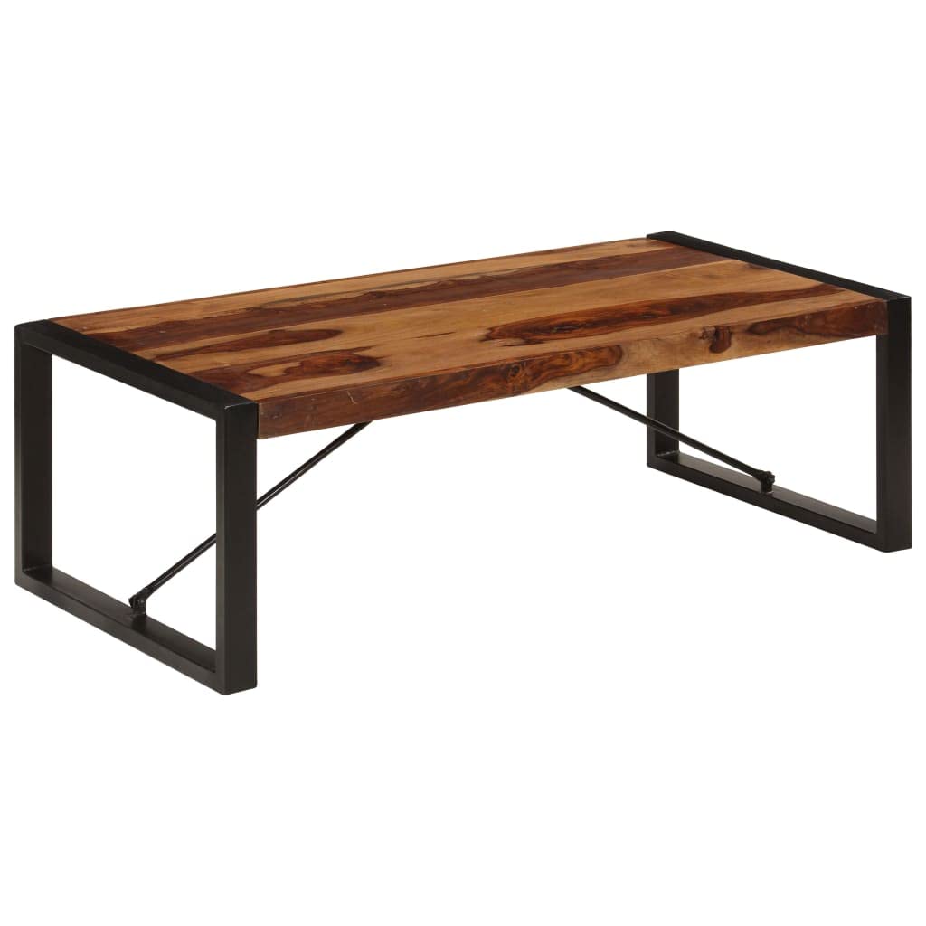 Farmhouse Coffee Table with Storage Cabinets Solid Sheesham Wood T607