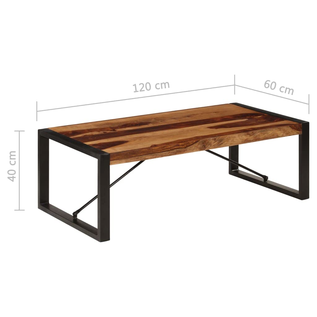 Farmhouse Coffee Table with Storage Cabinets Solid Sheesham Wood T607