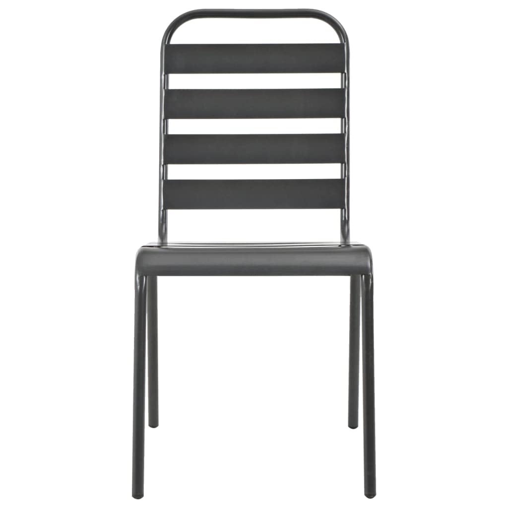 Dark Grey Powder-Coated Steel Stacking Outdoor Chairs 4-Pack H577117