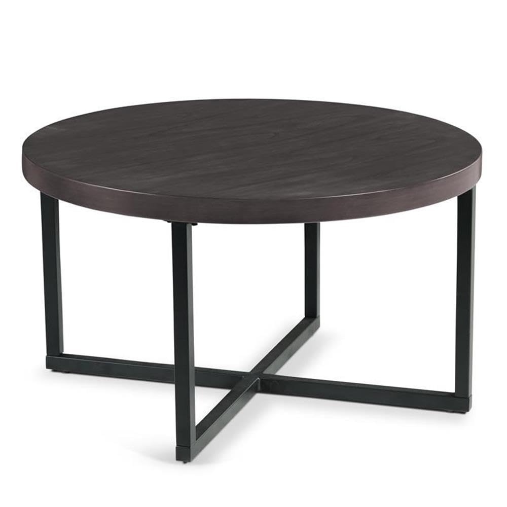 Round Coffee Table Set with 4 Gray Linen Stools X473