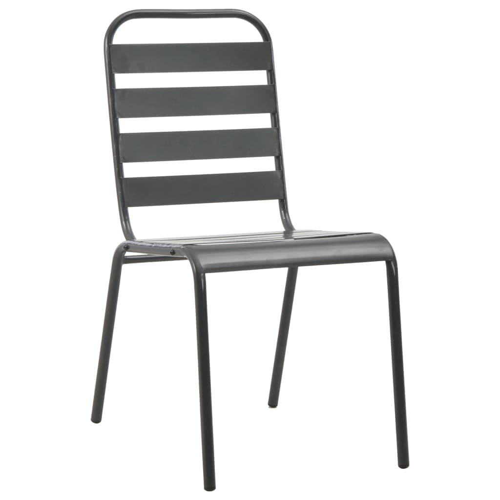 Dark Grey Powder-Coated Steel Stacking Outdoor Chairs 4-Pack H577117