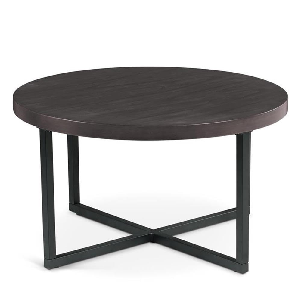 Round Coffee Table Set with 4 Gray Linen Stools X473