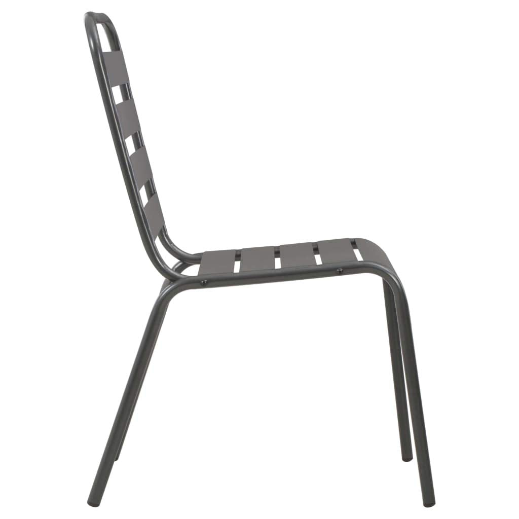 Dark Grey Powder-Coated Steel Stacking Outdoor Chairs 4-Pack H577117