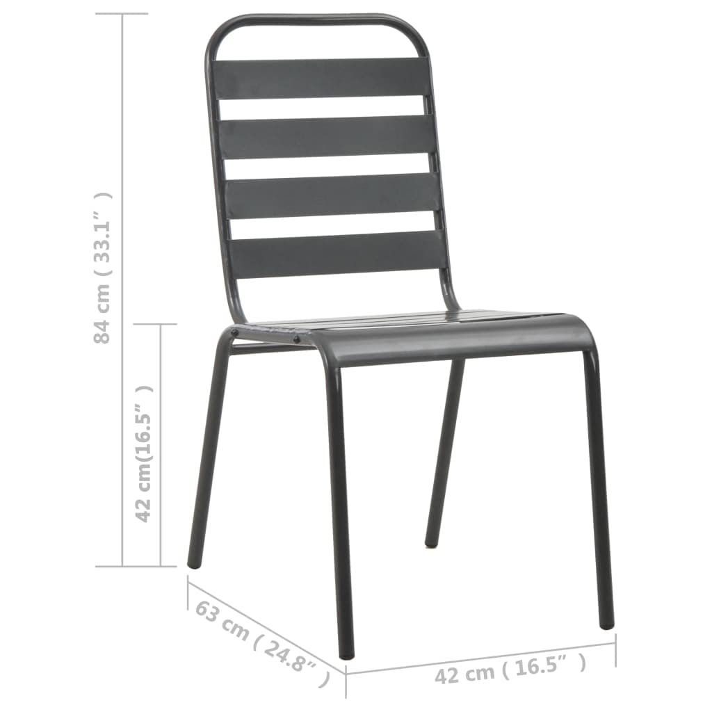 Dark Grey Powder-Coated Steel Stacking Outdoor Chairs 4-Pack H577117