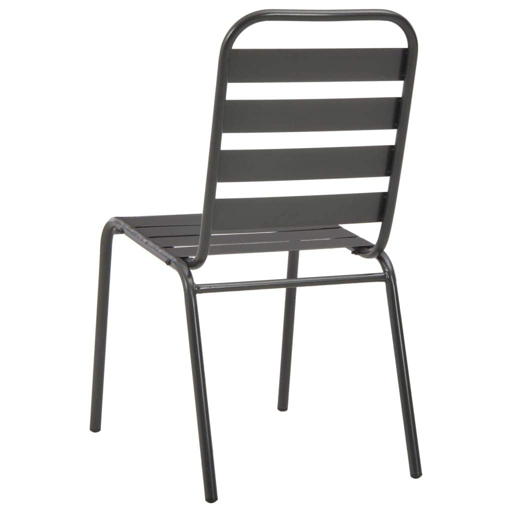 Dark Grey Powder-Coated Steel Stacking Outdoor Chairs 4-Pack H577117