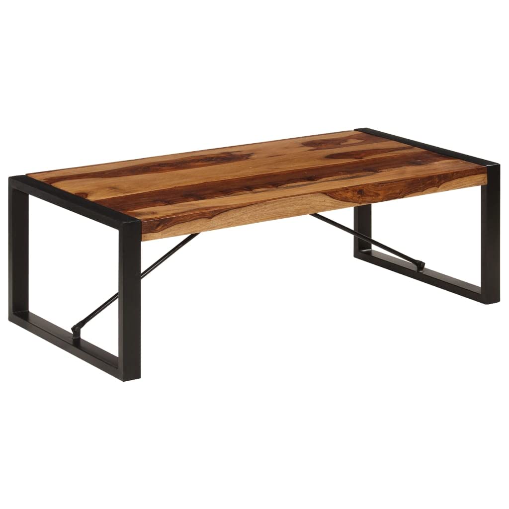 Farmhouse Coffee Table with Storage Cabinets Solid Sheesham Wood T607