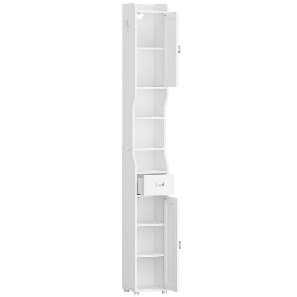 White Tall Narrow Bathroom Storage Cabinet C568830