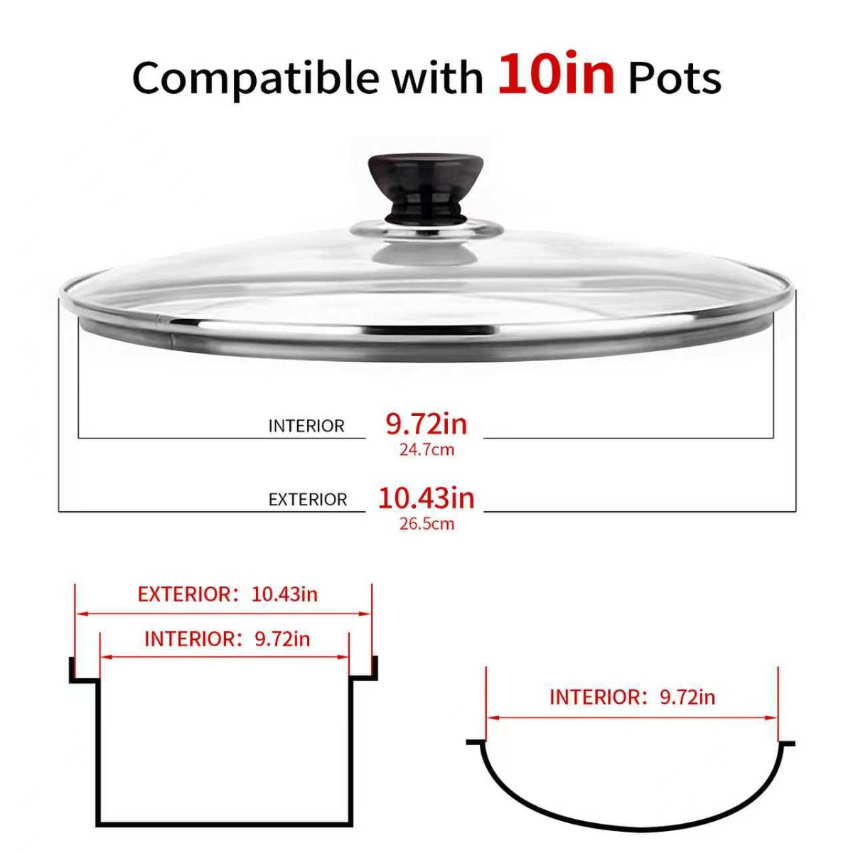 10 Inch Tempered Glass Pan Lid Y430