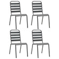 Dark Grey Powder-Coated Steel Stacking Outdoor Chairs 4-Pack H577117