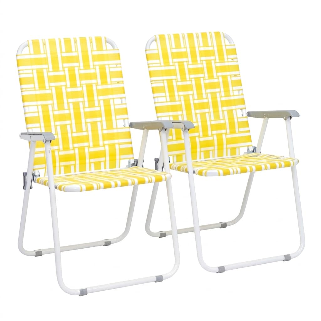 Heavy Duty Webbed Lawn Chair Set of 2 with Aluminum Frame D116763