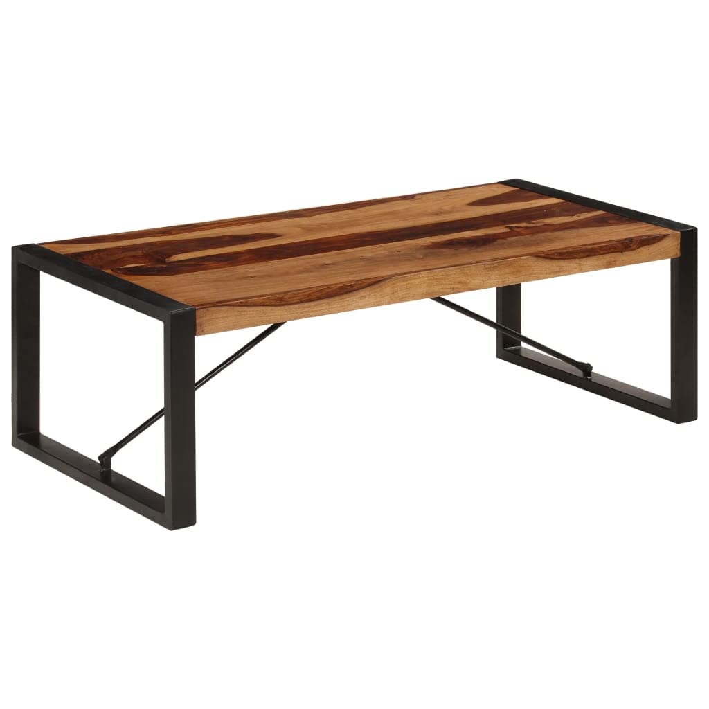 Farmhouse Coffee Table with Storage Cabinets Solid Sheesham Wood T607