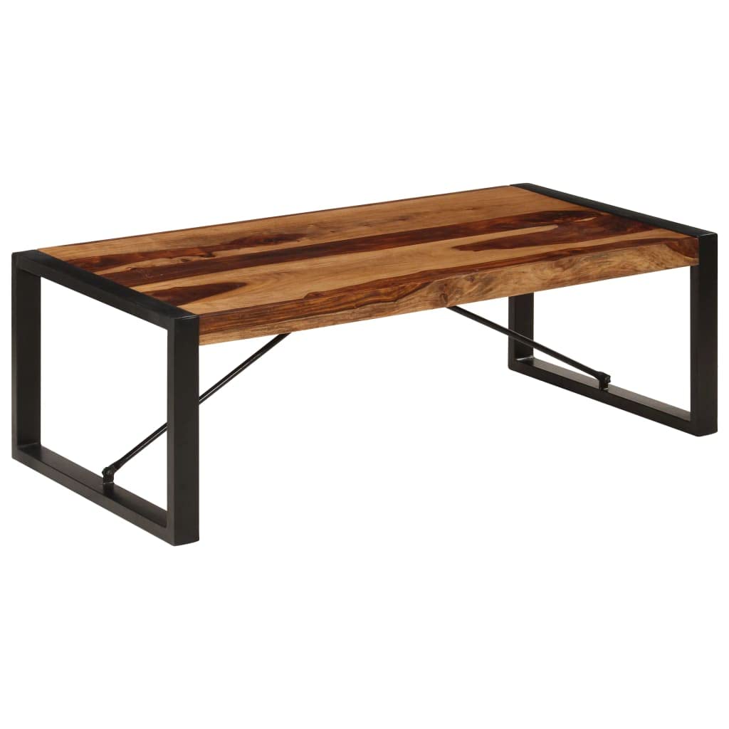 Farmhouse Coffee Table with Storage Cabinets Solid Sheesham Wood T607