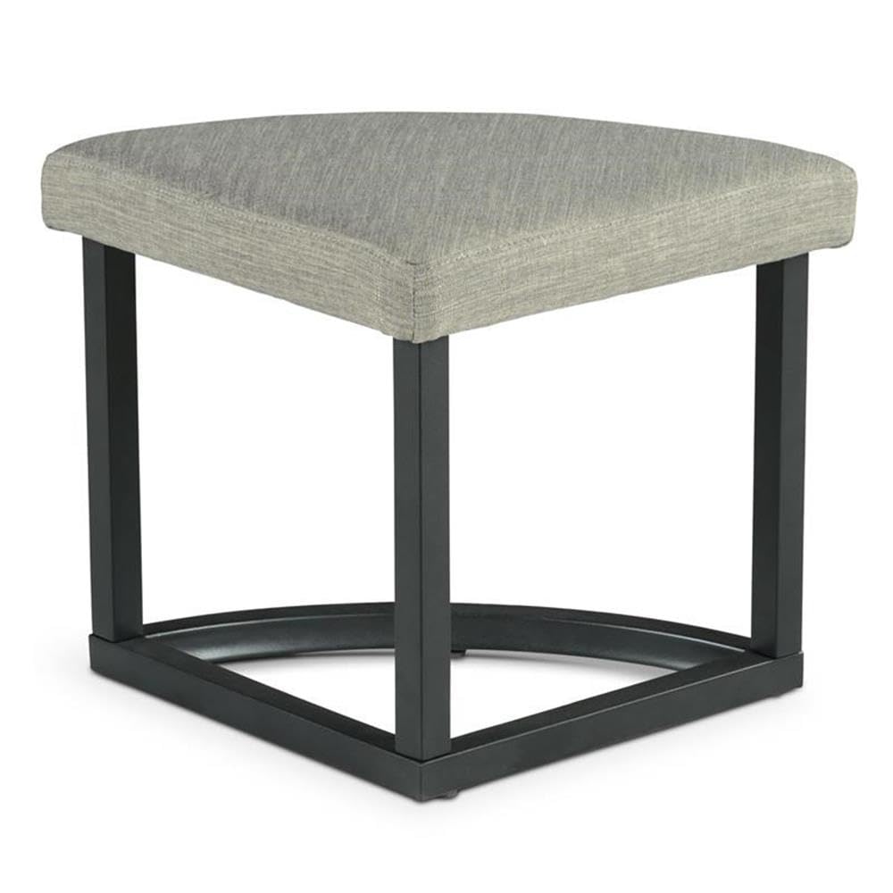 Round Coffee Table Set with 4 Gray Linen Stools X473