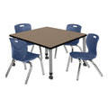36" Square Mobile Table with 4 Stack Chairs Y61200