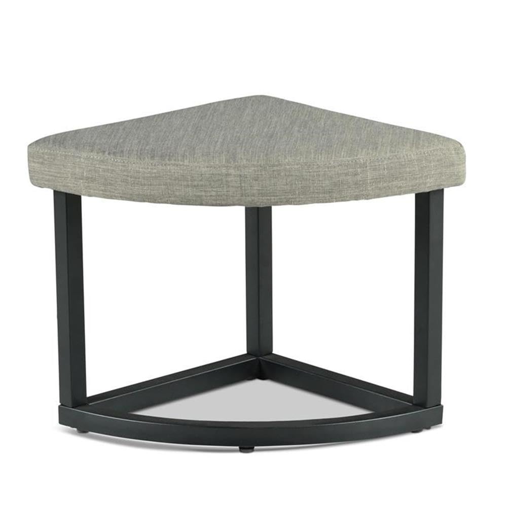 Round Coffee Table Set with 4 Gray Linen Stools X473