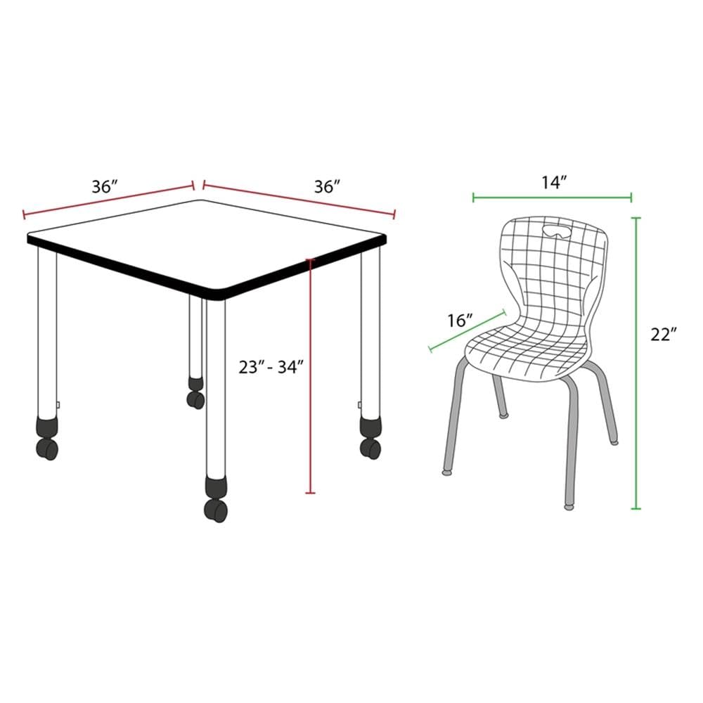 36" Square Mobile Table with 4 Stack Chairs Y61200