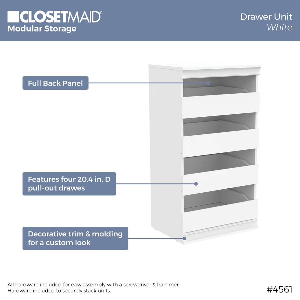 White 4 Drawer Wood Modular Storage Unit T528580