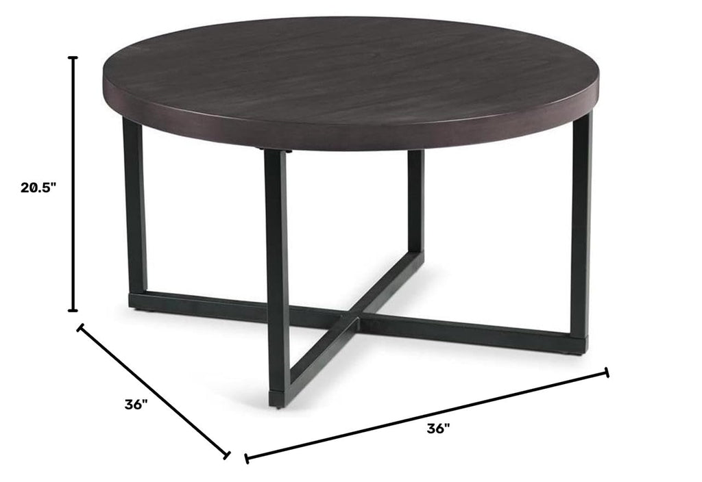 Round Coffee Table Set with 4 Gray Linen Stools X473