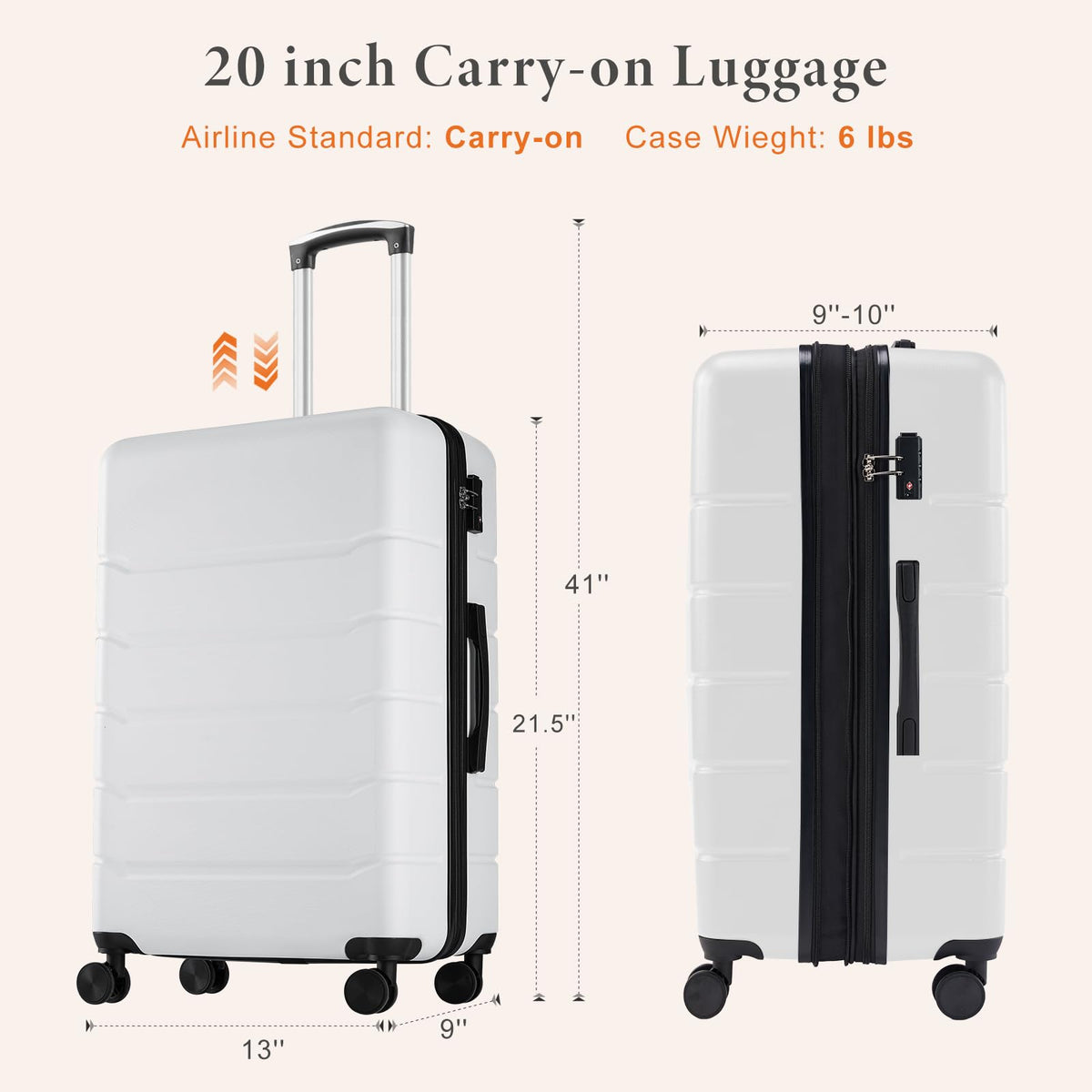 20 Inch Carry On Luggage with Spinner Wheels G24438