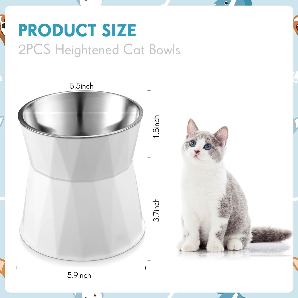 2 Pcs Elevated Cat Bowls L66405