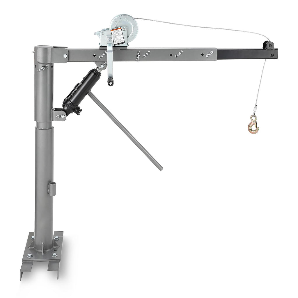 1000 Lbs Hydraulic Pickup Truck Crane Hoist with Manual Winch Q107