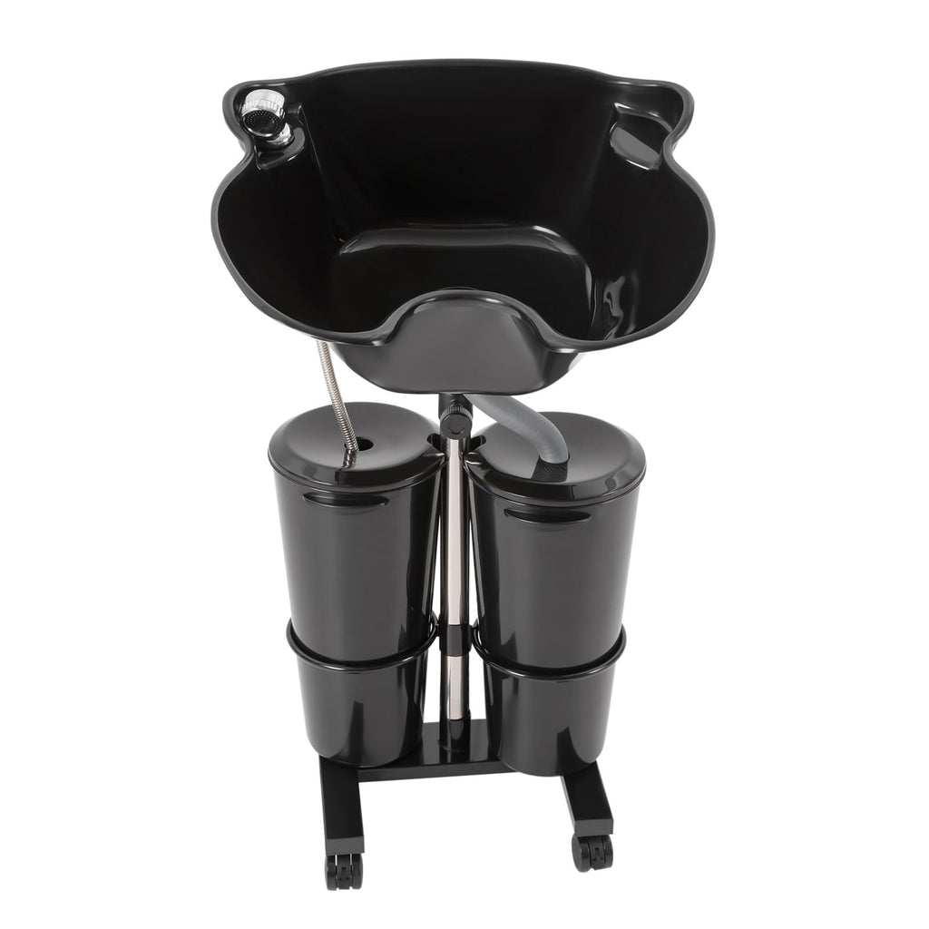 Portable Plastic Shampoo Basin with 2 Water Buckets and Wheels R371
