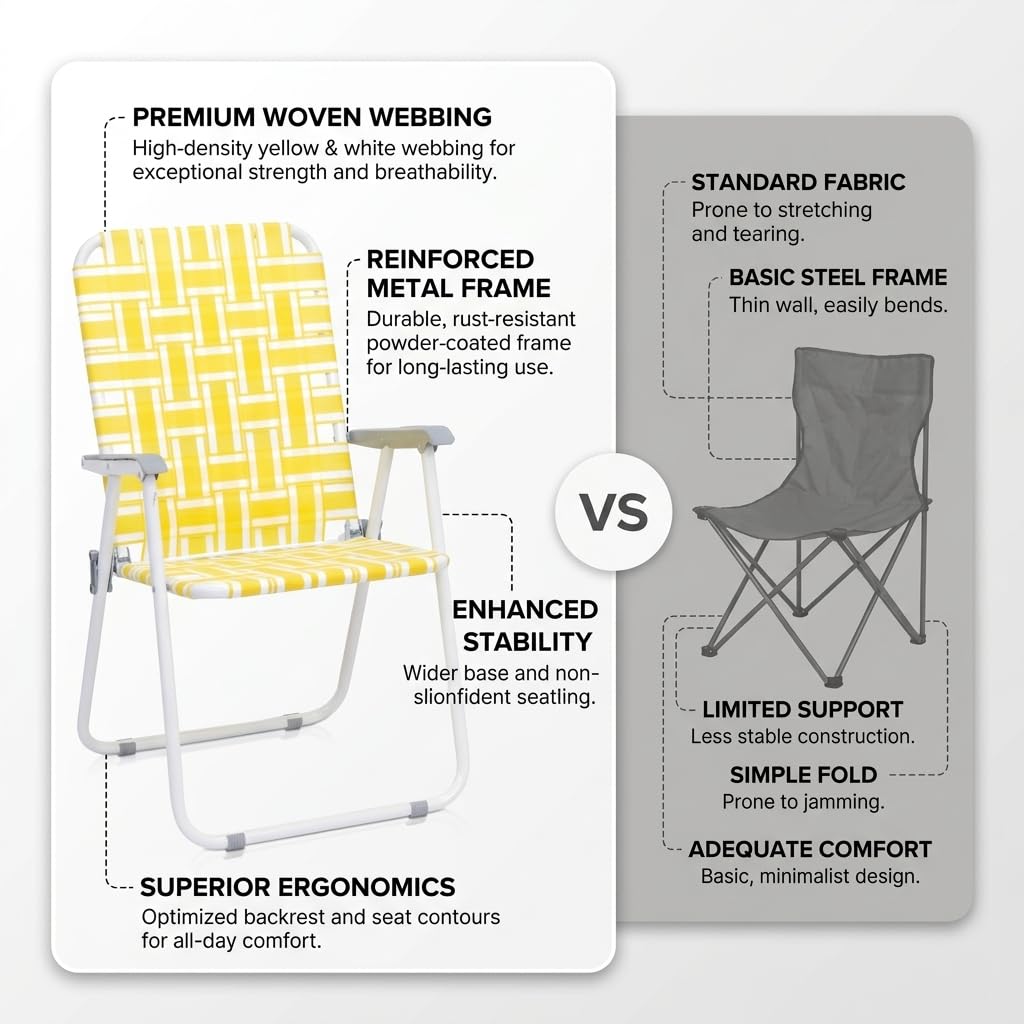 Heavy Duty Webbed Lawn Chair Set of 2 with Aluminum Frame D116763