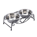 Double Stainless Steel Elevated Dog Bowls with Iron Stand G13662