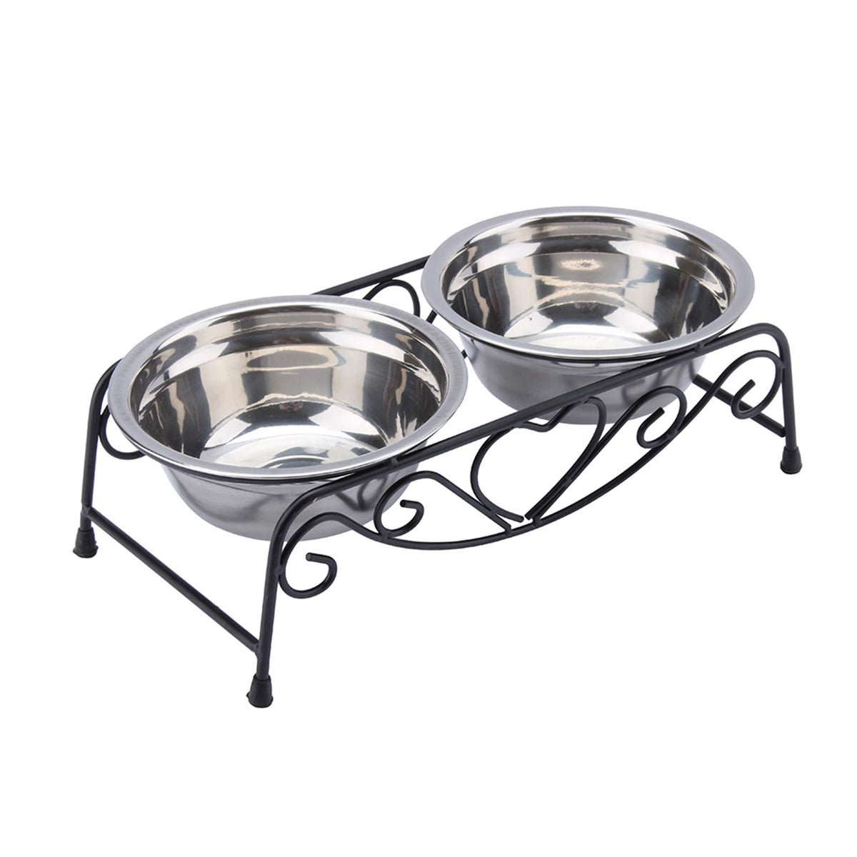 Double Stainless Steel Elevated Dog Bowls with Iron Stand G13662