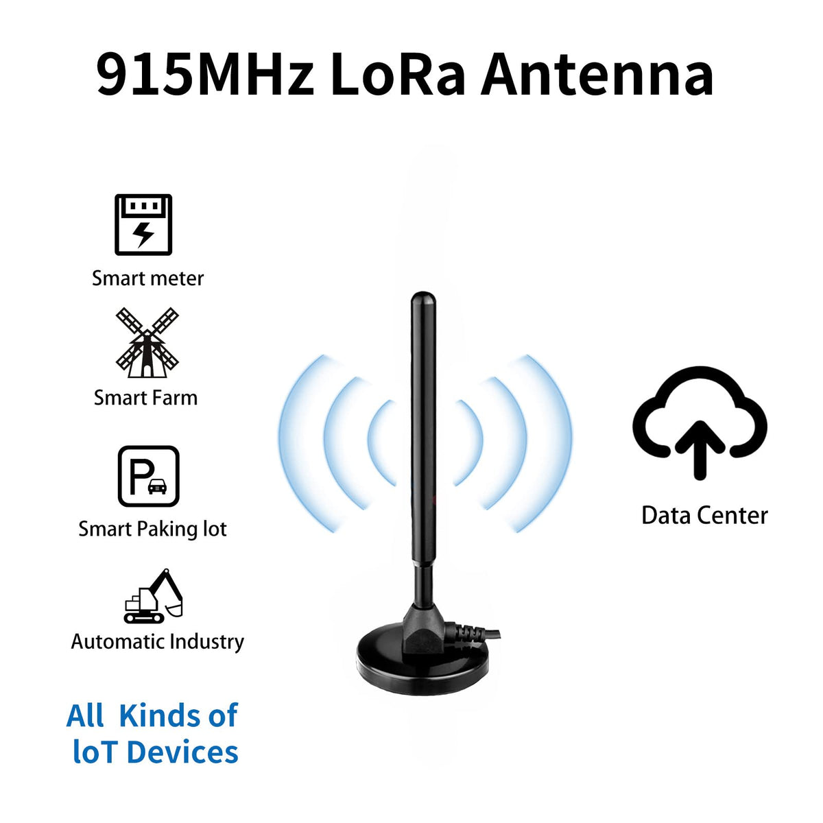 Waterproof 5.8dBi Pure Copper 915MHz LoRa Gateway Antenna with 3M Cable S257
