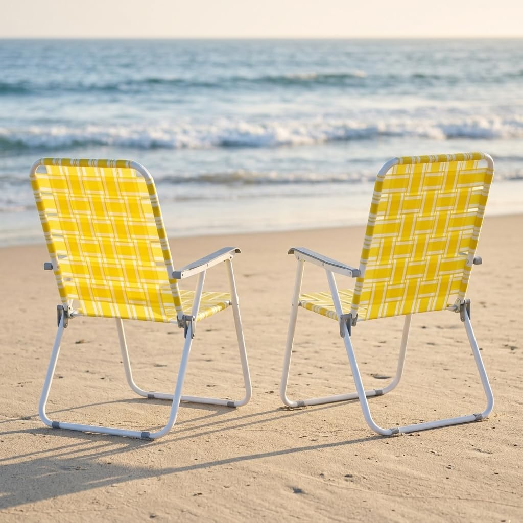 Heavy Duty Webbed Lawn Chair Set of 2 with Aluminum Frame D116763