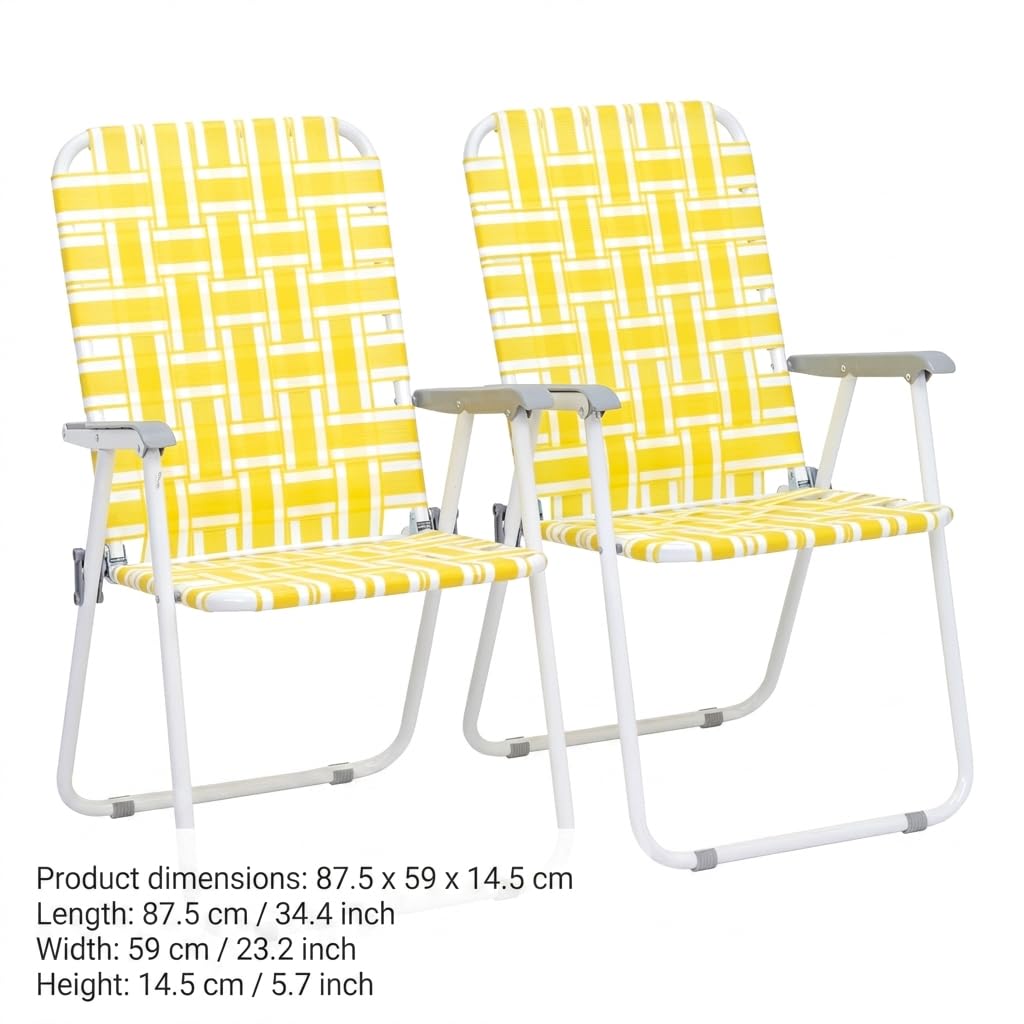 Heavy Duty Webbed Lawn Chair Set of 2 with Aluminum Frame D116763
