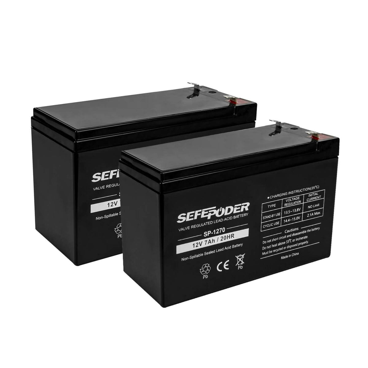 12 Volt 7ah Rechargeable Sealed Lead Acid Battery 2 Pack C1161