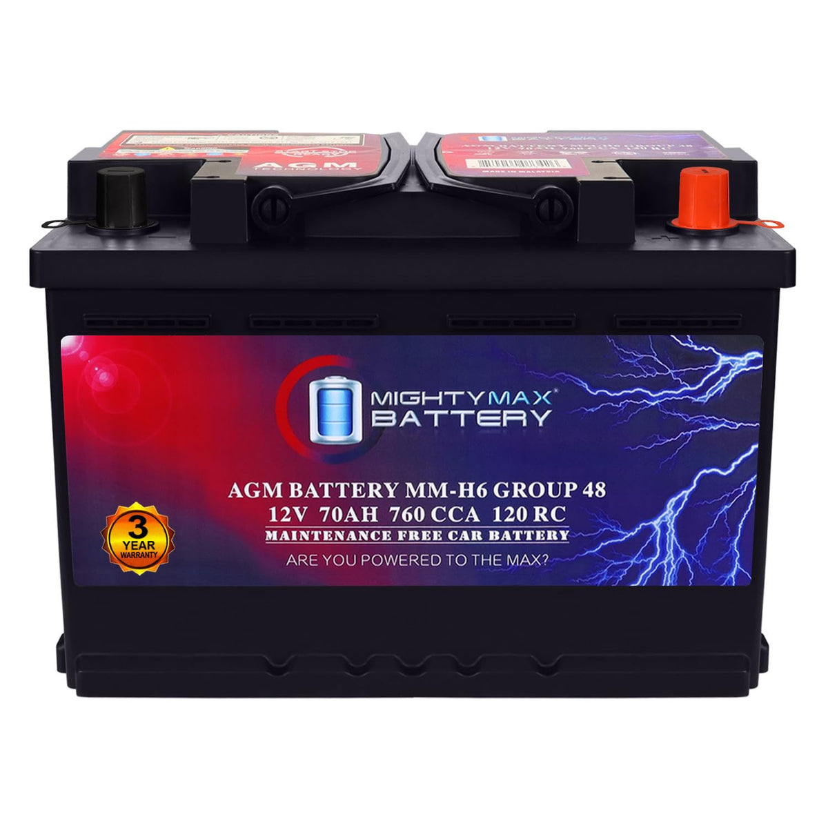 12V 70AH 760CCA Replacement Battery J1271