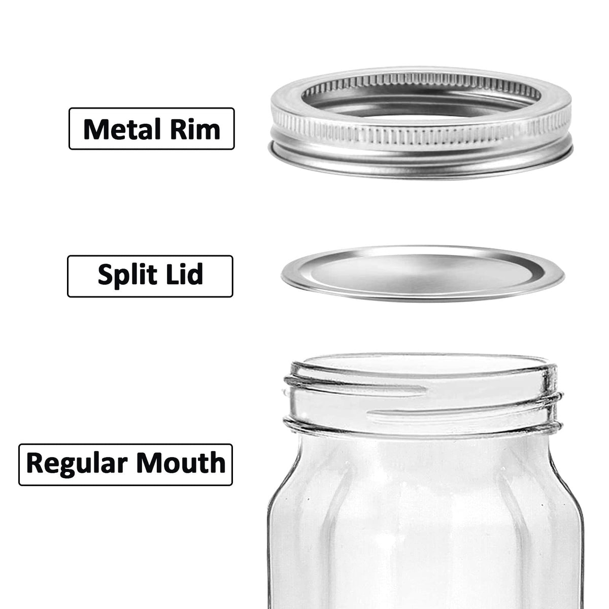 16oz Regular Mouth Mason Jars, 12 Pack with Lids & Bands W859907