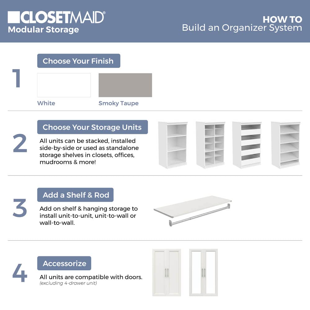 White 4 Drawer Wood Modular Storage Unit T528580