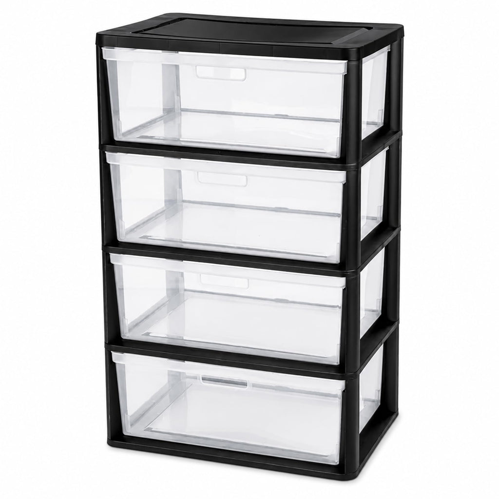 Wide 4 Drawer Plastic Storage Tower Organizer J785