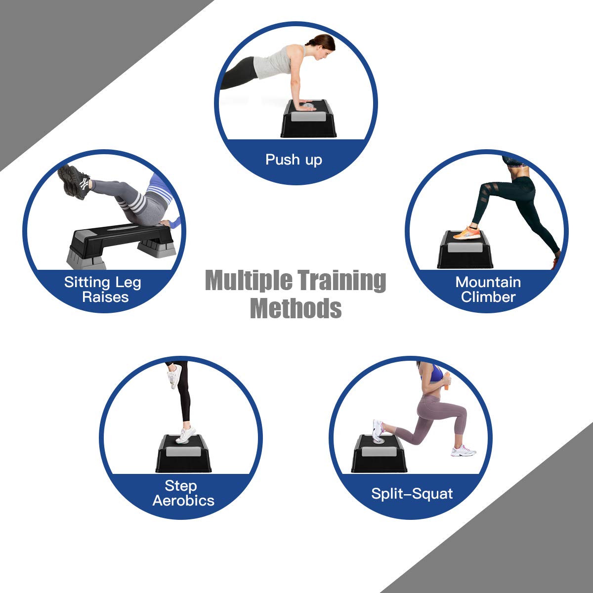 Adjustable Non-slip Aerobic Step Platform with Risers D97647
