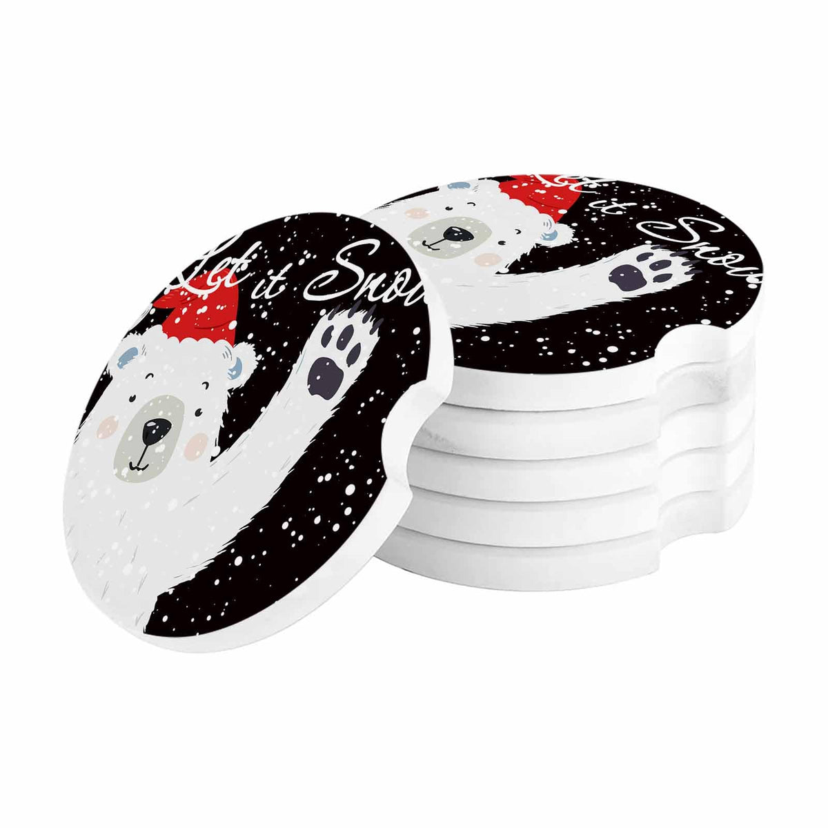 Black Ceramic Car Coasters 6 Piece Set Y7710
