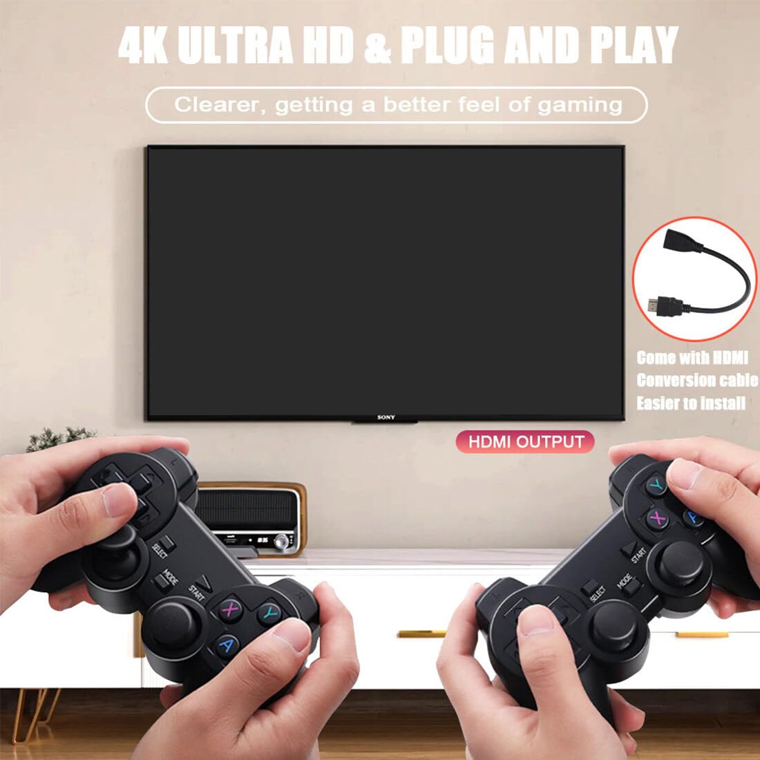 4K Retro Game Console with 2 Wireless Controllers 64GB X341822