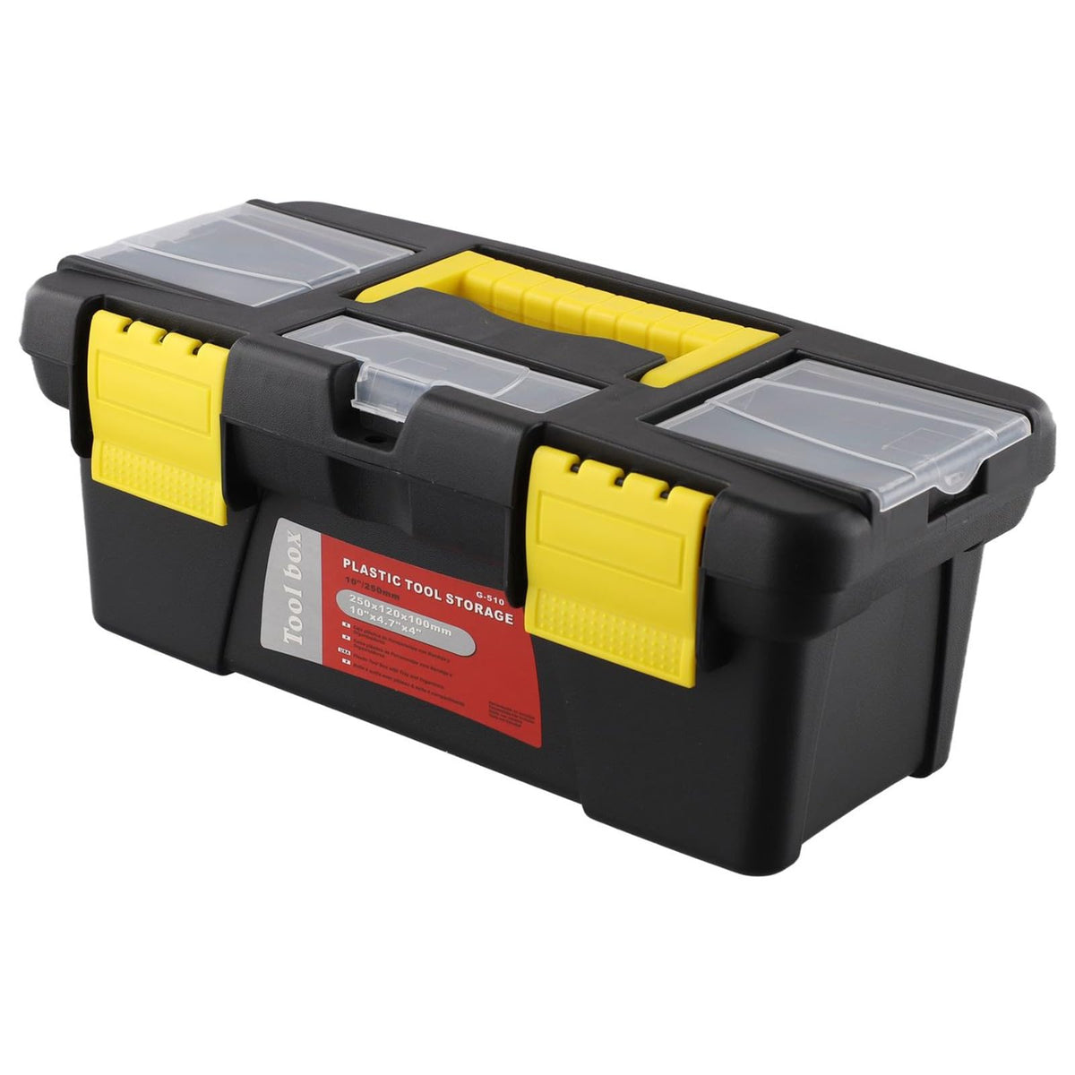 10-Inch Plastic Toolbox with Metal Hinges and 4 Latches H39306