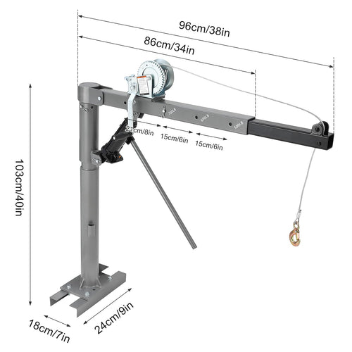 1000 Lbs Hydraulic Pickup Truck Crane Hoist with Manual Winch Q107