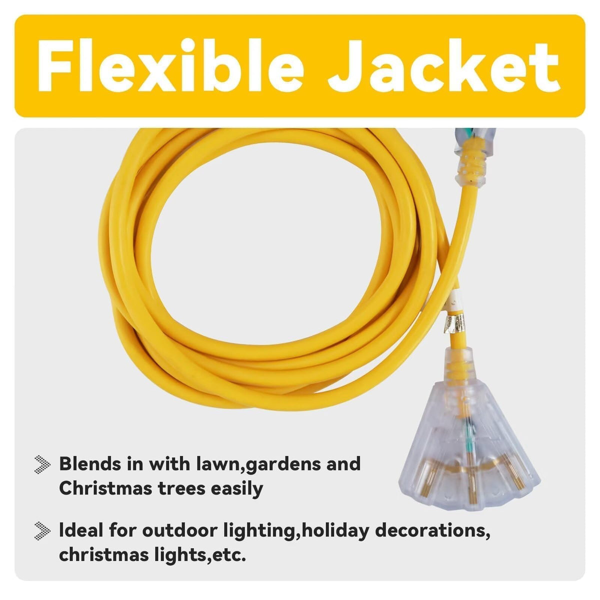 50 Ft Outdoor Extension Cord 3 Outlets Yellow E785