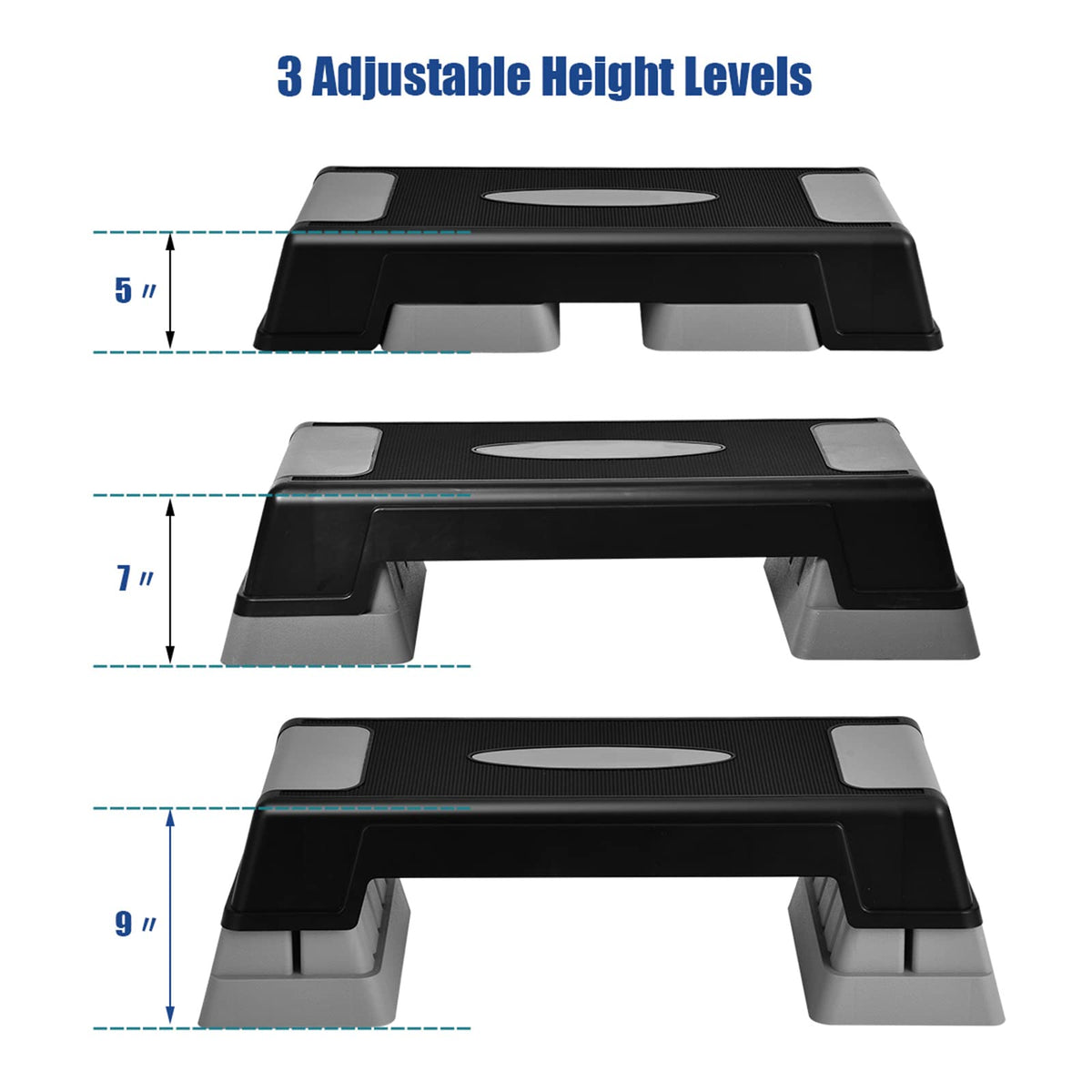 Adjustable Non-slip Aerobic Step Platform with Risers D97647