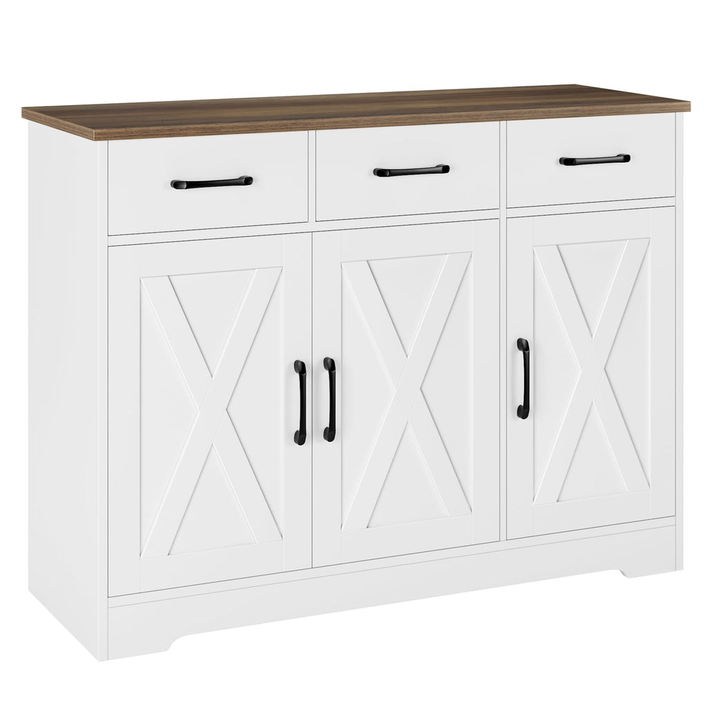 White Kitchen Buffet Cabinet with Storage C9409