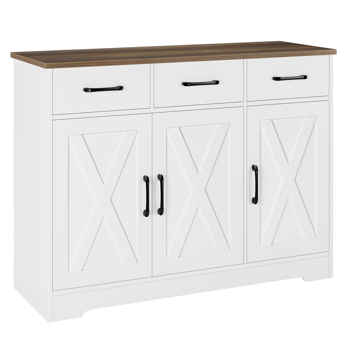 White Kitchen Buffet Cabinet with Storage C9409