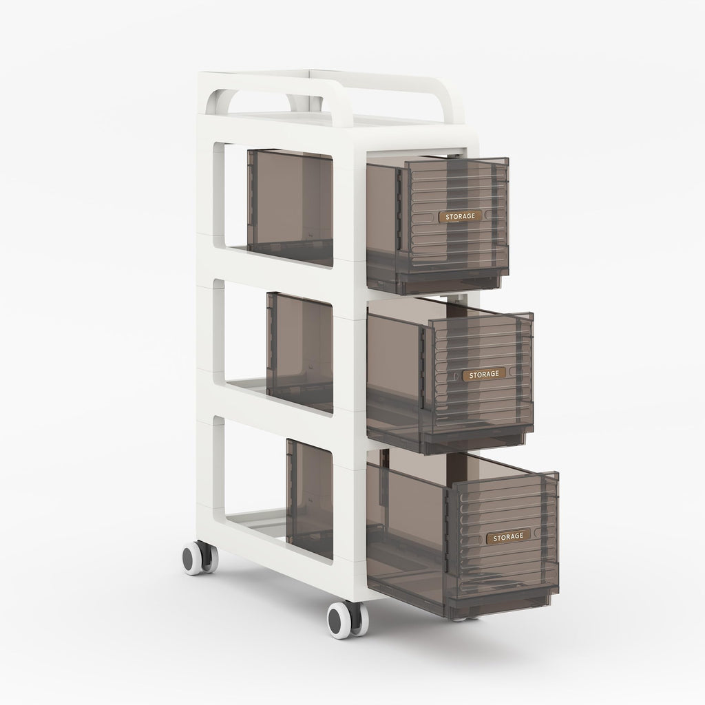 7.87" Wide Slim Bathroom Storage with Drawers and Wheels B200
