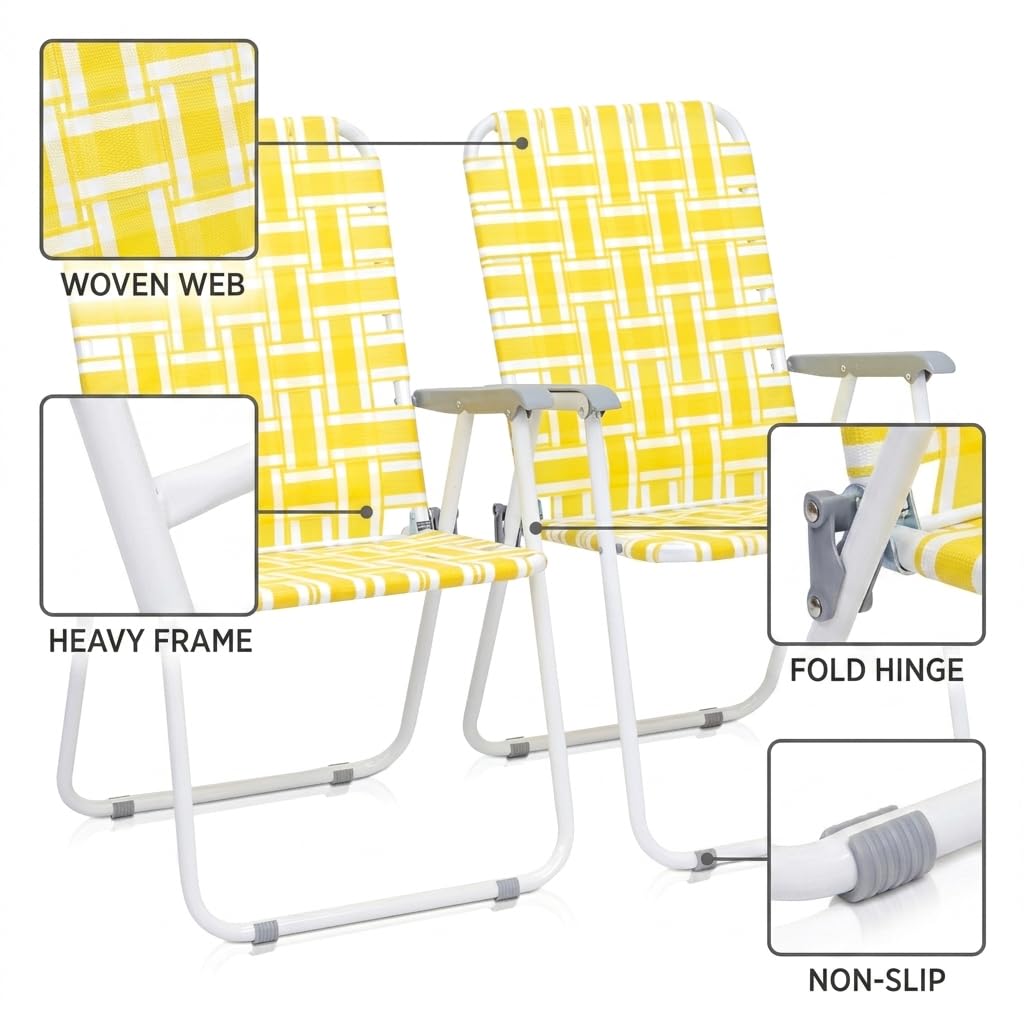 Heavy Duty Webbed Lawn Chair Set of 2 with Aluminum Frame D116763