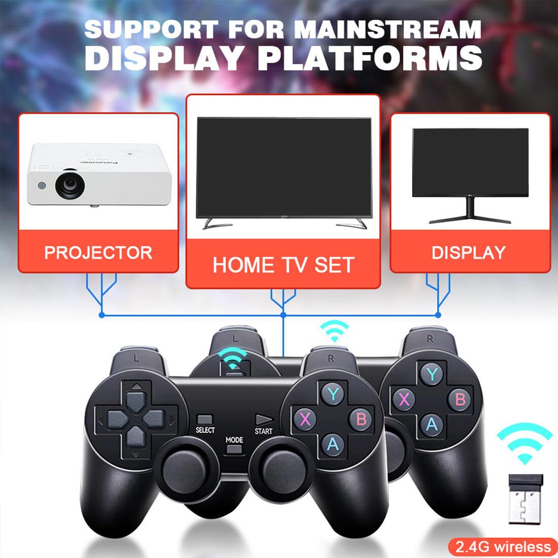 4K Retro Game Console with 2 Wireless Controllers 64GB X341822