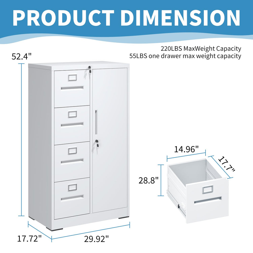 4 Drawer Metal File Cabinet with Lock T32906